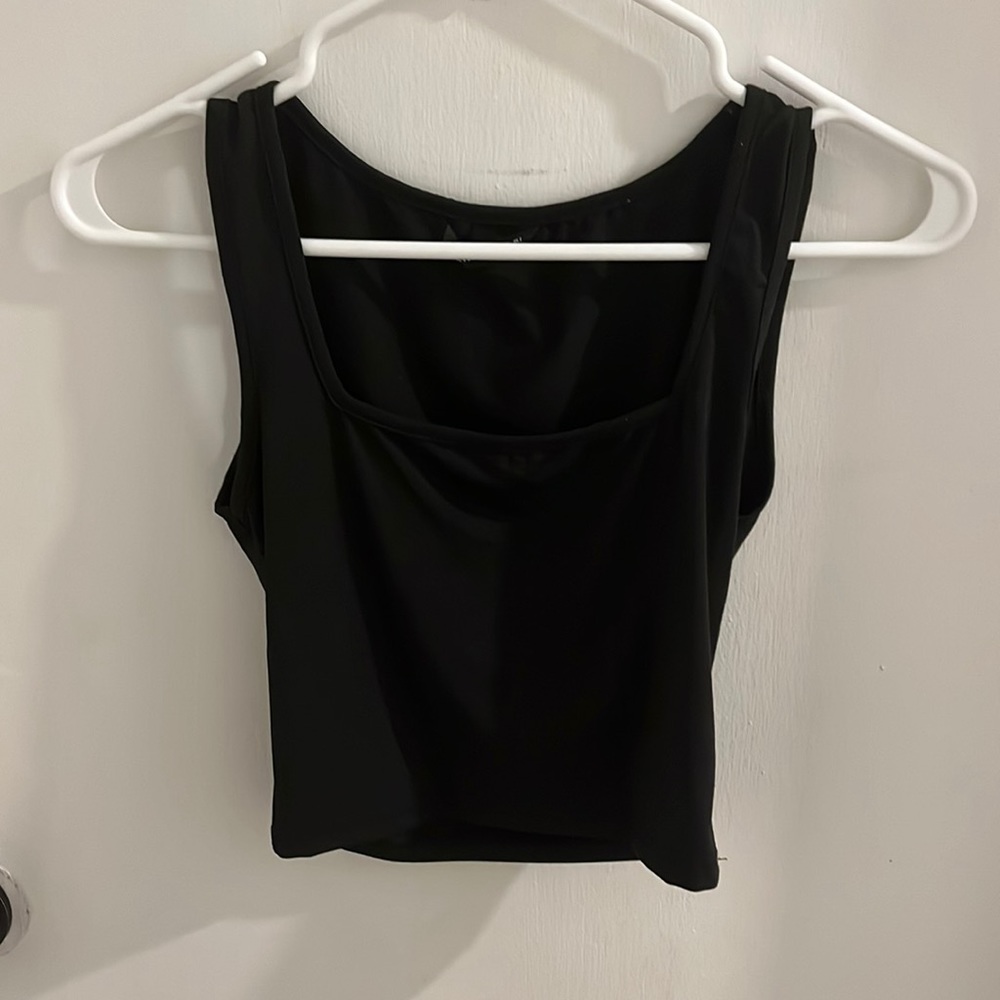 Black crop top with high back